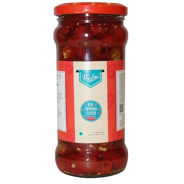 Red Paprika Sliced / Freshos / 350 Gms