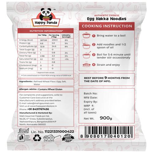 Egg Hakka Noodles / Happy Panda/ 900gms